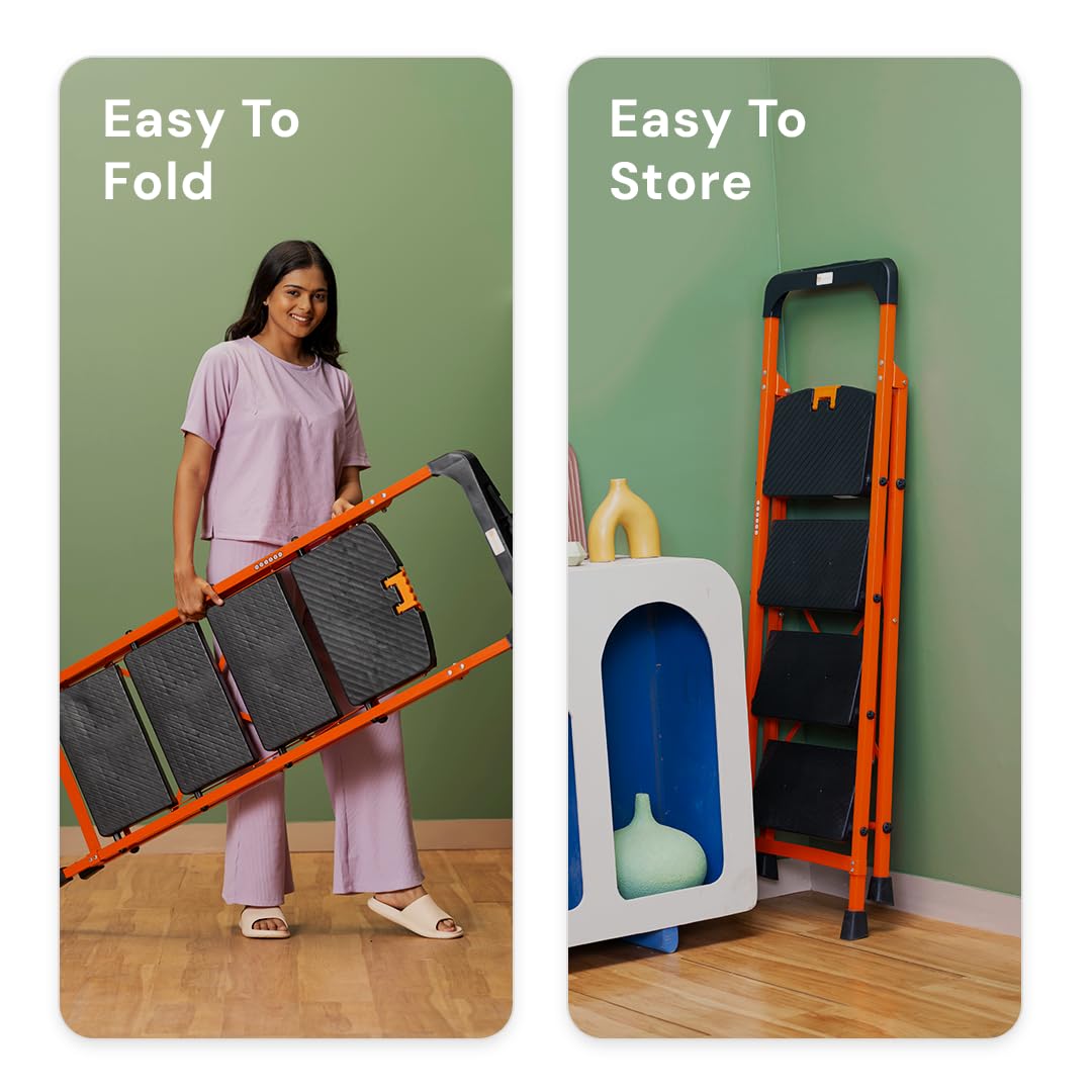 Bravolta Premium Steel 5-Step Foldable Ladder – Anti-Slip & Easy Climb Multipurpose Design for Home Use