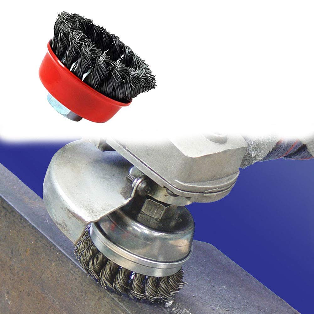 Ironzest Heavy-Duty Drill Attachment with Twisted 3" (75mm) M-10 Thread Wire Cup Brush – Rust & Paint Removal Tool