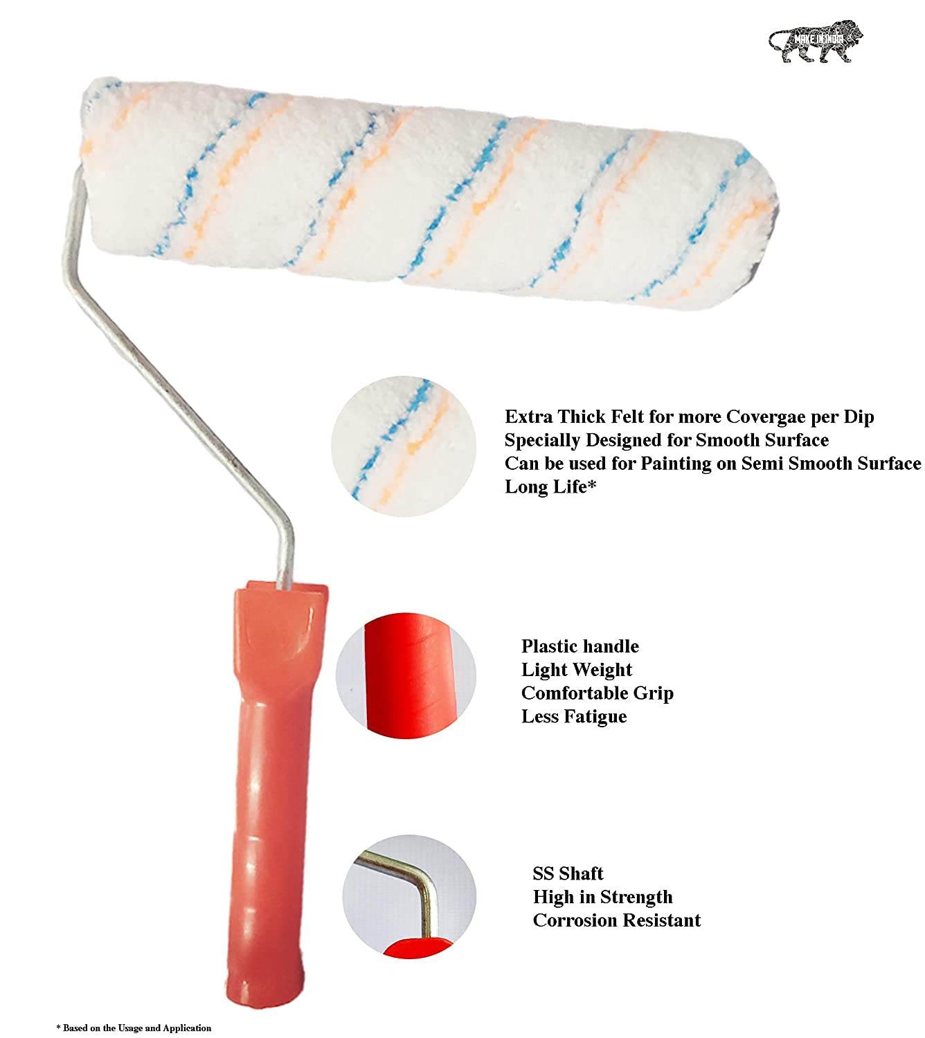 Tintora 9-Inch Stripe Texture Roller with Ergonomic Handle – Ideal for Smooth and Efficient Wall Painting Jobs