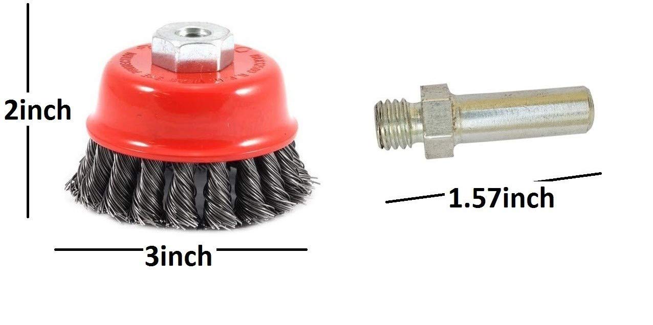 Ironzest Heavy-Duty Drill Attachment with Twisted 3" (75mm) M-10 Thread Wire Cup Brush – Rust & Paint Removal Tool