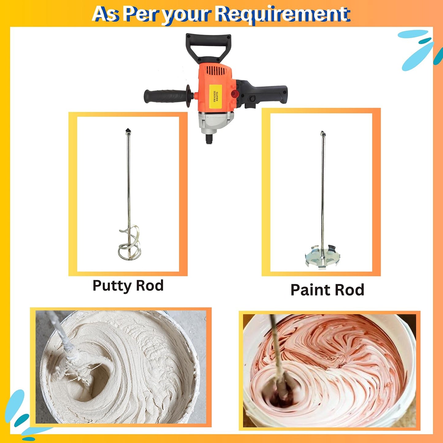 Syntora Putty Mixer Machine – Fast Blending Tool for Smooth, Lump-Free Paint & Wall Mixtures