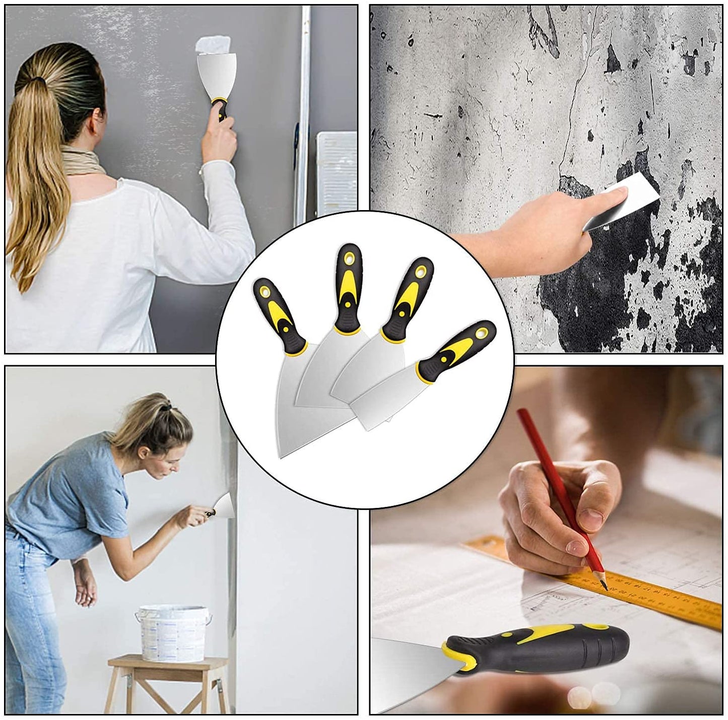 Craftvio Wall Putty Knife Set – Multi-Size Putty Scrapers for Drywall Finishing, Plaster Smoothing & Patching