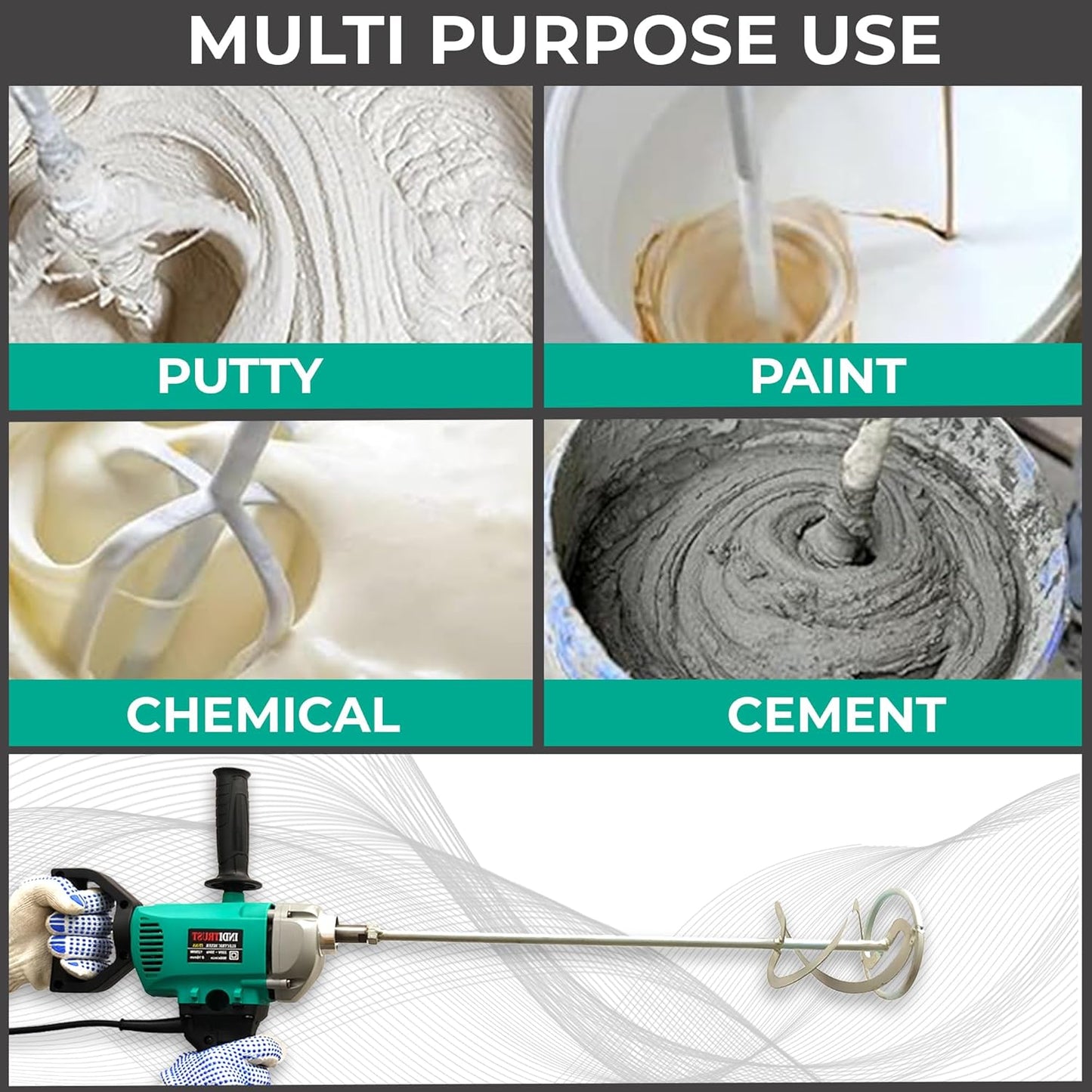 Innotek 1250W Multi-Purpose Electric Paint & Material Stirring Machine – 6 Months Warranty