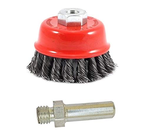 Ironzest Heavy-Duty Drill Attachment with Twisted 3" (75mm) M-10 Thread Wire Cup Brush – Rust & Paint Removal Tool