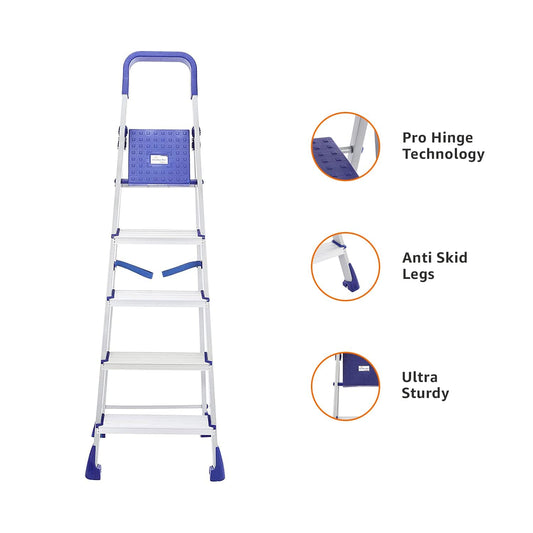 Clazino Pro – 5-Step Foldable Ladder with Anti-Slip Grip and Sturdy Build