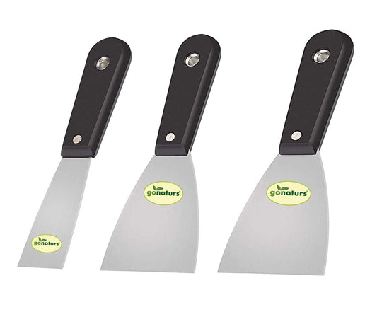 Gravino Steel Scraper Set for Putty, Filler, Plaster & Drywall – Flexible Taping & Decorating Tools