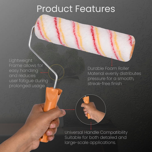 DecoraNest 9-Inch Paint Roller for Walls – Smooth Finish Brush Ideal for Texture and Interior Painting